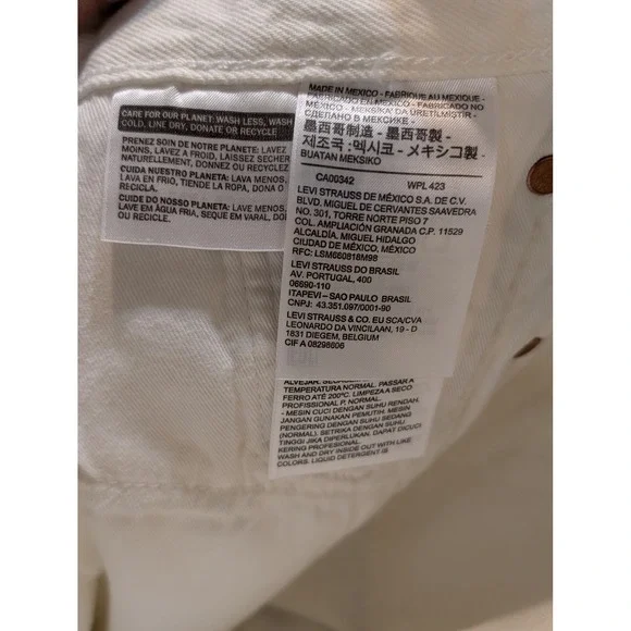 Levis Denim Tears 501 DT White Straight Leg Jeans Mens W27 L30 A1592-0004